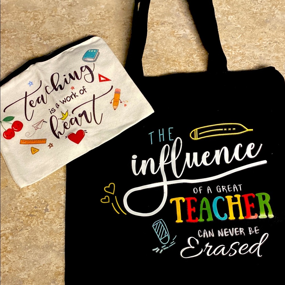 Black and White Teacher Tote Bag Set